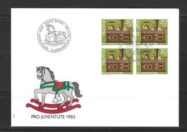 FDC Pro Juventute  Viererblock 1983