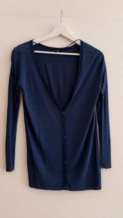 Massimo Dutti – Navy Blue Viscose Cardigan | Size XS