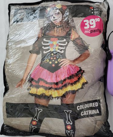 Costume Catrina Colorée Taille S + seau à bonbons