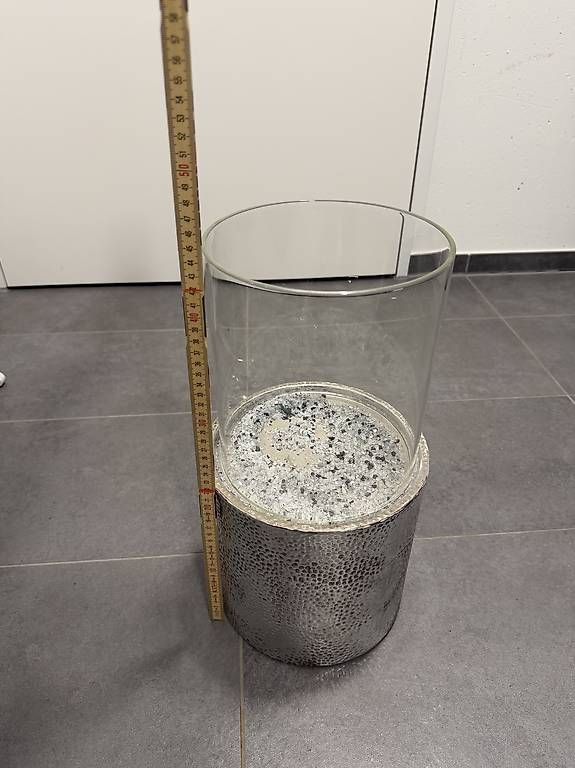 Portacandele: Windlicht Metall Glas rund silberfarbiger Zustand – Usato da Aarburg venduto da nic_8jr7 1