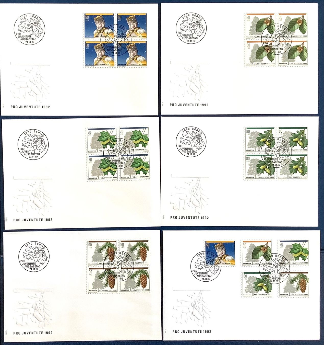 Alle Briefmarken: 1992 - Pro Juventute FDC + Viererblöcke ET – Neu (gemäss Beschreibung) aus Liestal von Skunk02