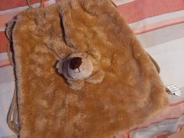 Flauschiger Turnbeutel / Rucksack mit Bärchengesicht
