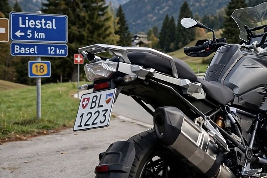 Insegne: Motorrad Kontrollschild BL 1223 – Nuovo e nell'imballaggio originale da Bottmingen venduto da lansan.on.youtube