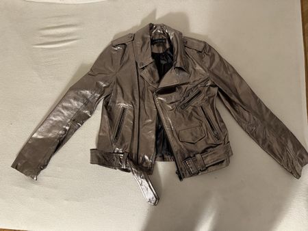 Bikerjacke Metallic Silber, ZARA, Grösse S