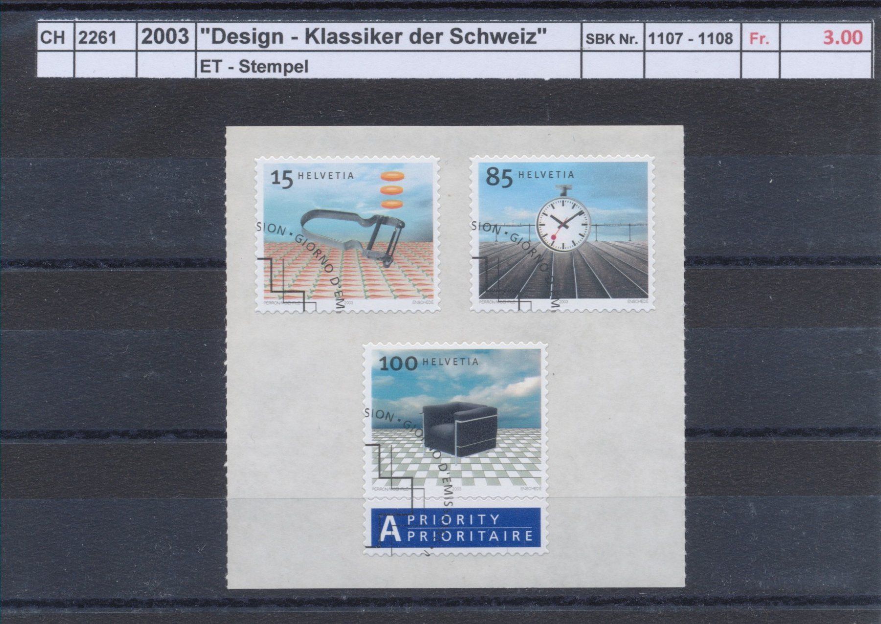 Tutti i francobolli: 2003 "Design - Klassiker der Schweiz", ET - Stempel – Usato da Winterthur venduto da Zupogeru