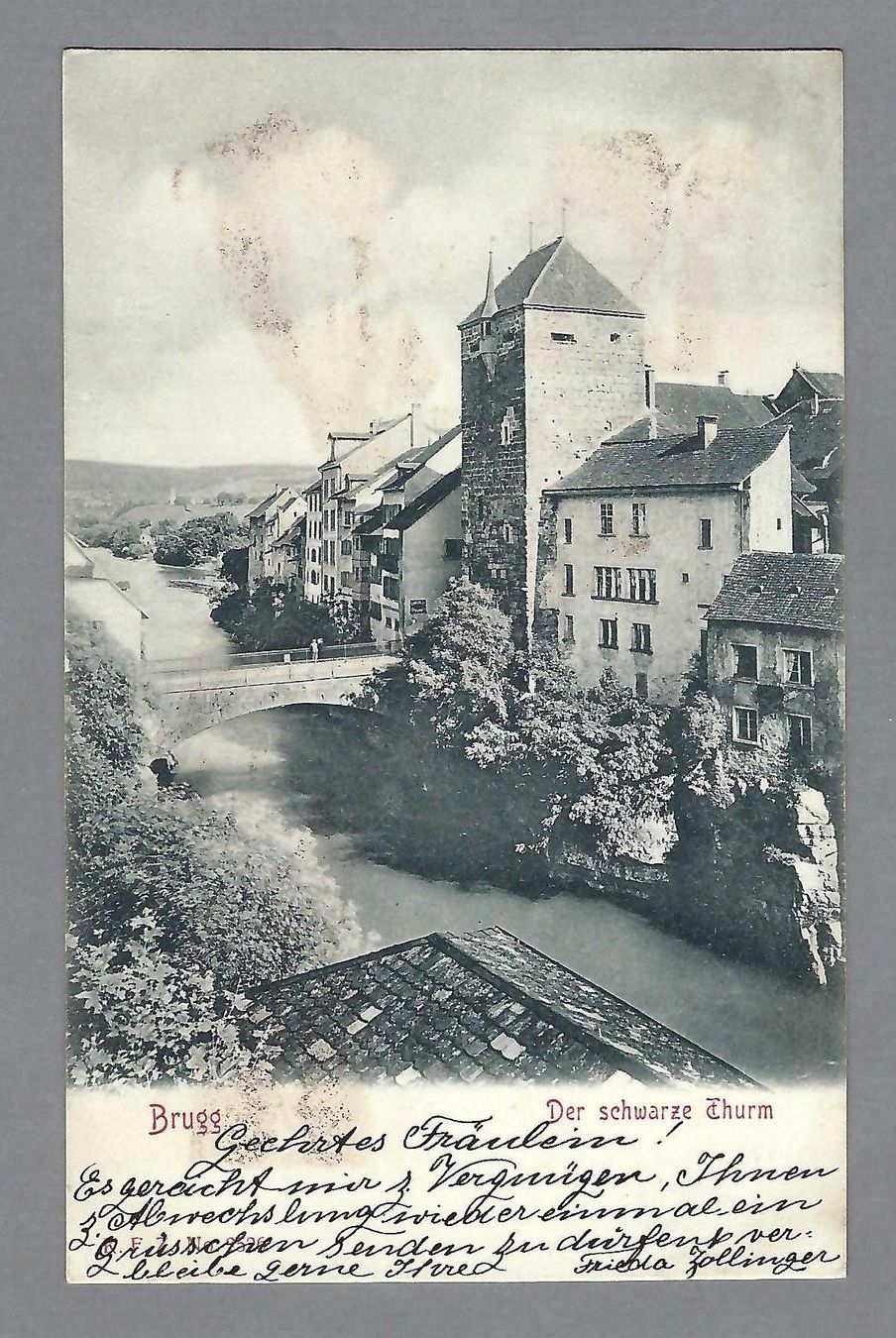 Cartoline postali: 1900, BRUGG, SCHWARZE TURM – Usato da Pura venduto da ulisse1957
