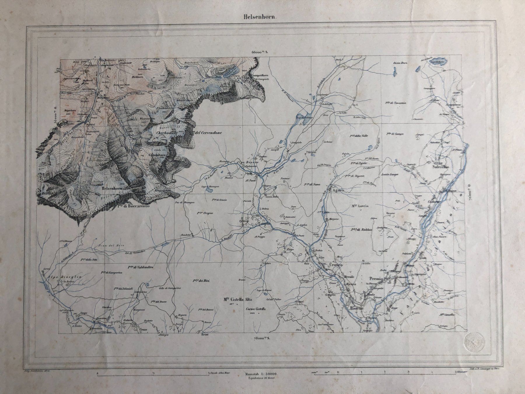 Landkarten & Atlanten: Siegfriedatlas: Helsenhorn 1870 – Gebraucht aus Zürich von allp 1