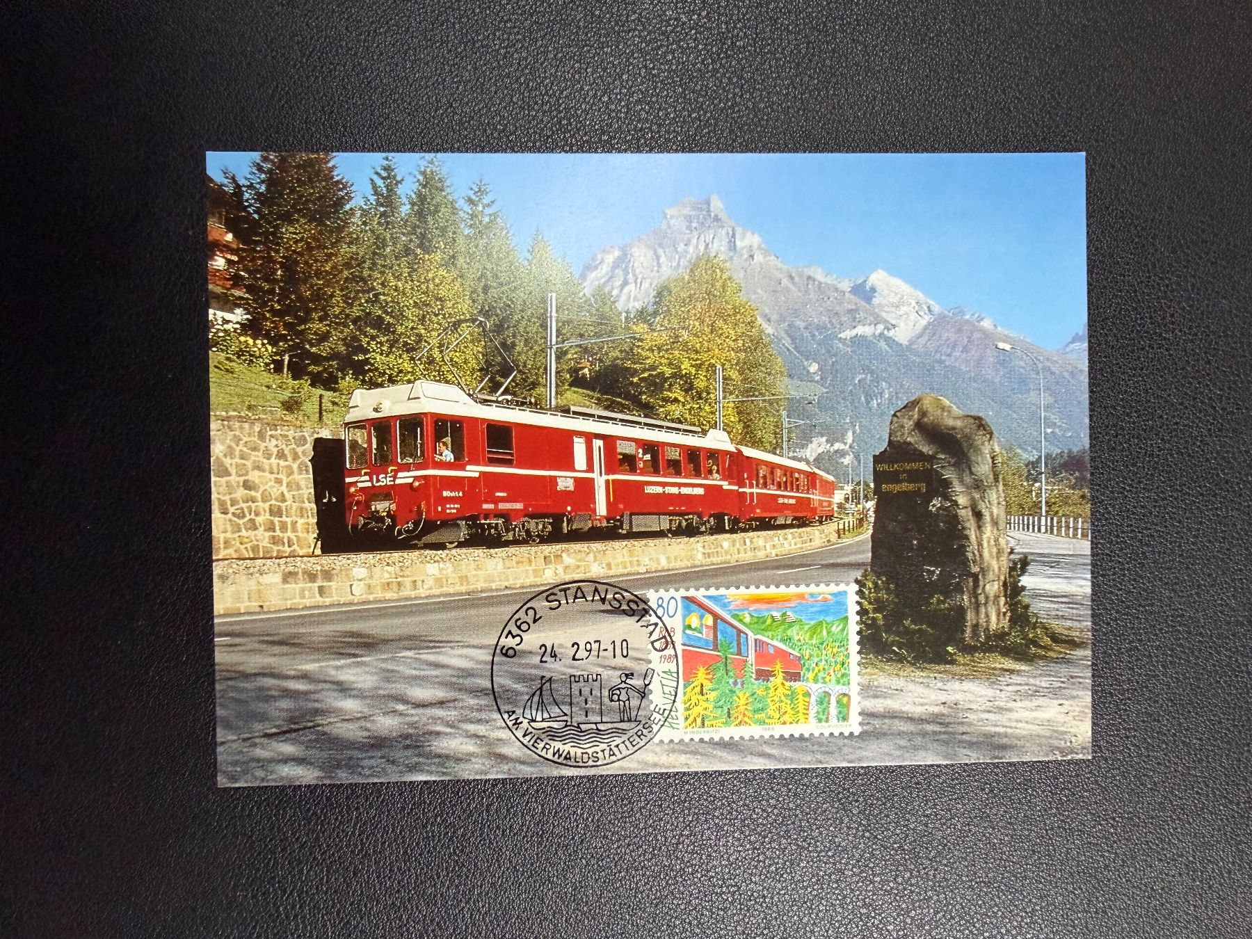 Alle Briefmarken: Maximumkarte Luzern-Stans-Engelberg-Bahn 1997 – Gebraucht aus oberrüti von jeanmei