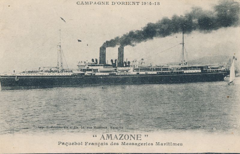 Cartoline postali: Hochsee Schiff Paquebot Amazone + c1915 – Usato da Emmenbrücke venduto da teestube