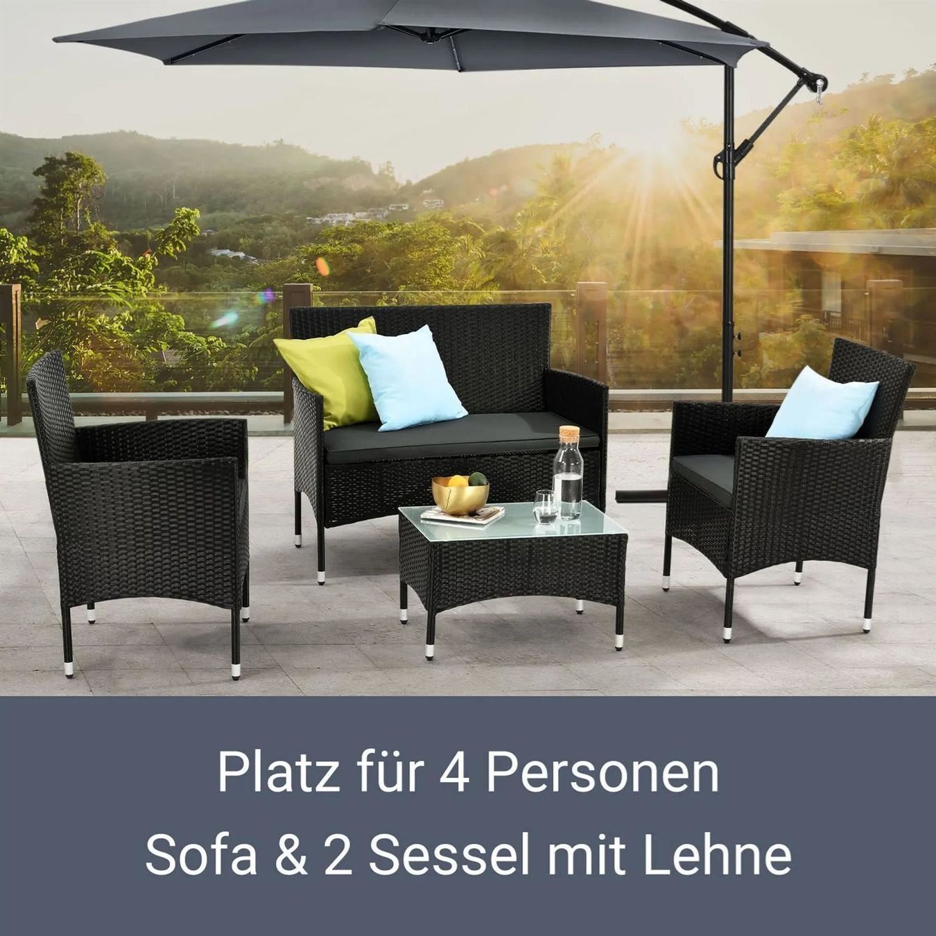 Set di tavolo e panche: Polyrattan Gartenmöbel-Set Schwarz Gartenmöbel – Nuovo e nell'imballaggio originale da Wallenwil venduto da toesstal-vertrieb 4