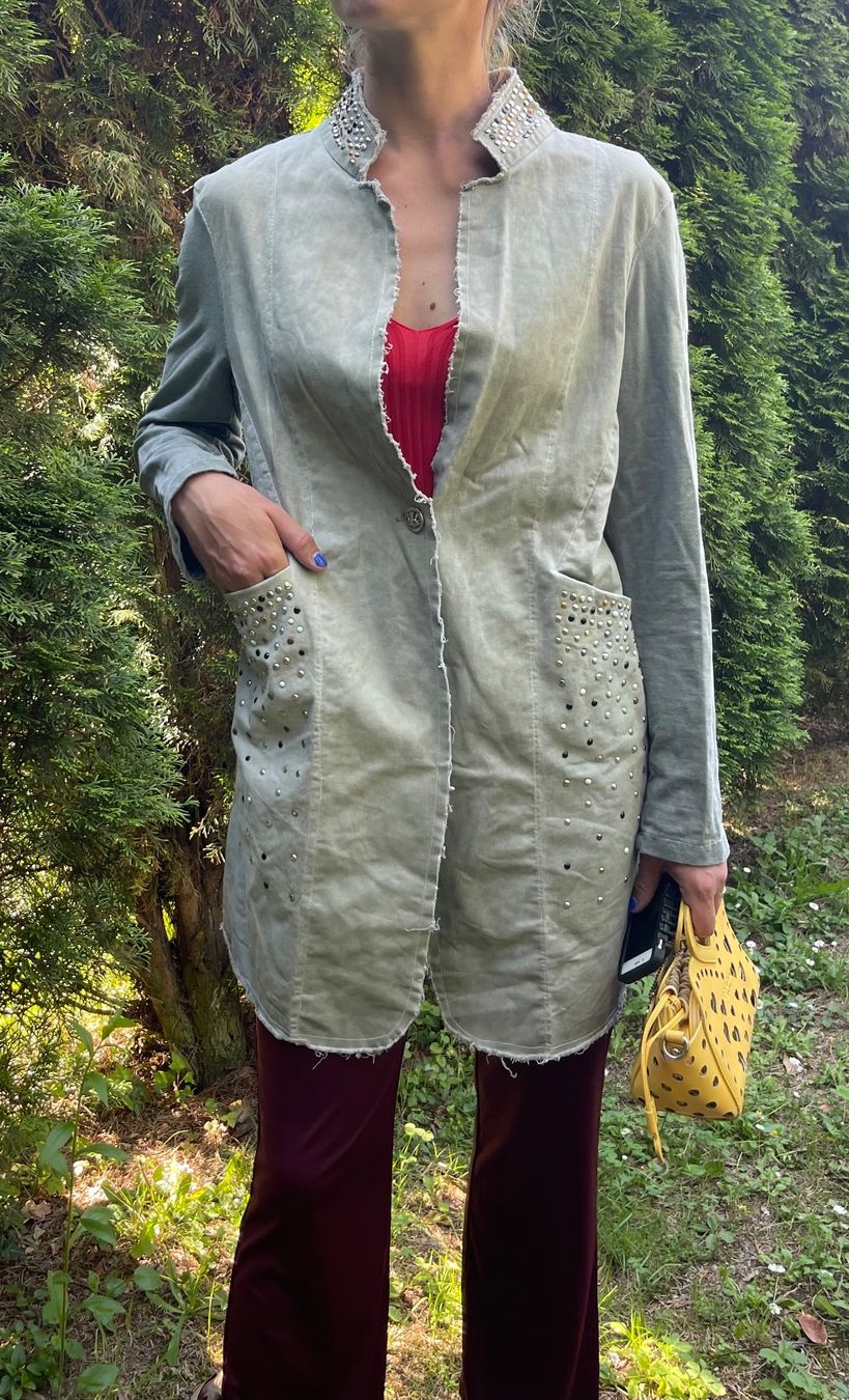 Giacche: Chic Blazer lungo di cotone con strass-tgL – Nuovo (secondo la descrizione) da Gordevio venduto da LanaZimm 1