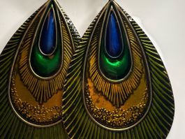 Boucles d’oreilles paon plaquées or