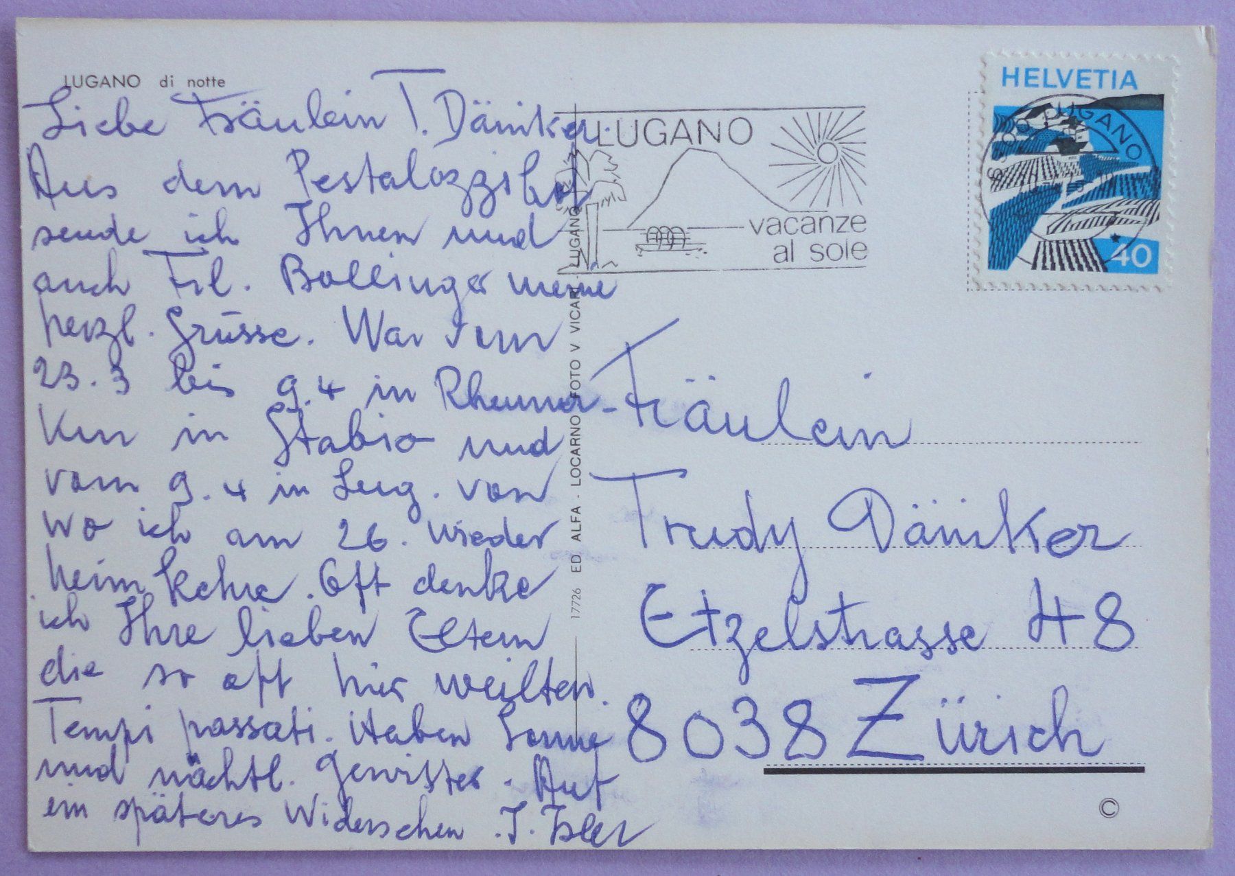Cartes postales: Lugano di notte – D'occasion à Fétigny par Billy2miny 1