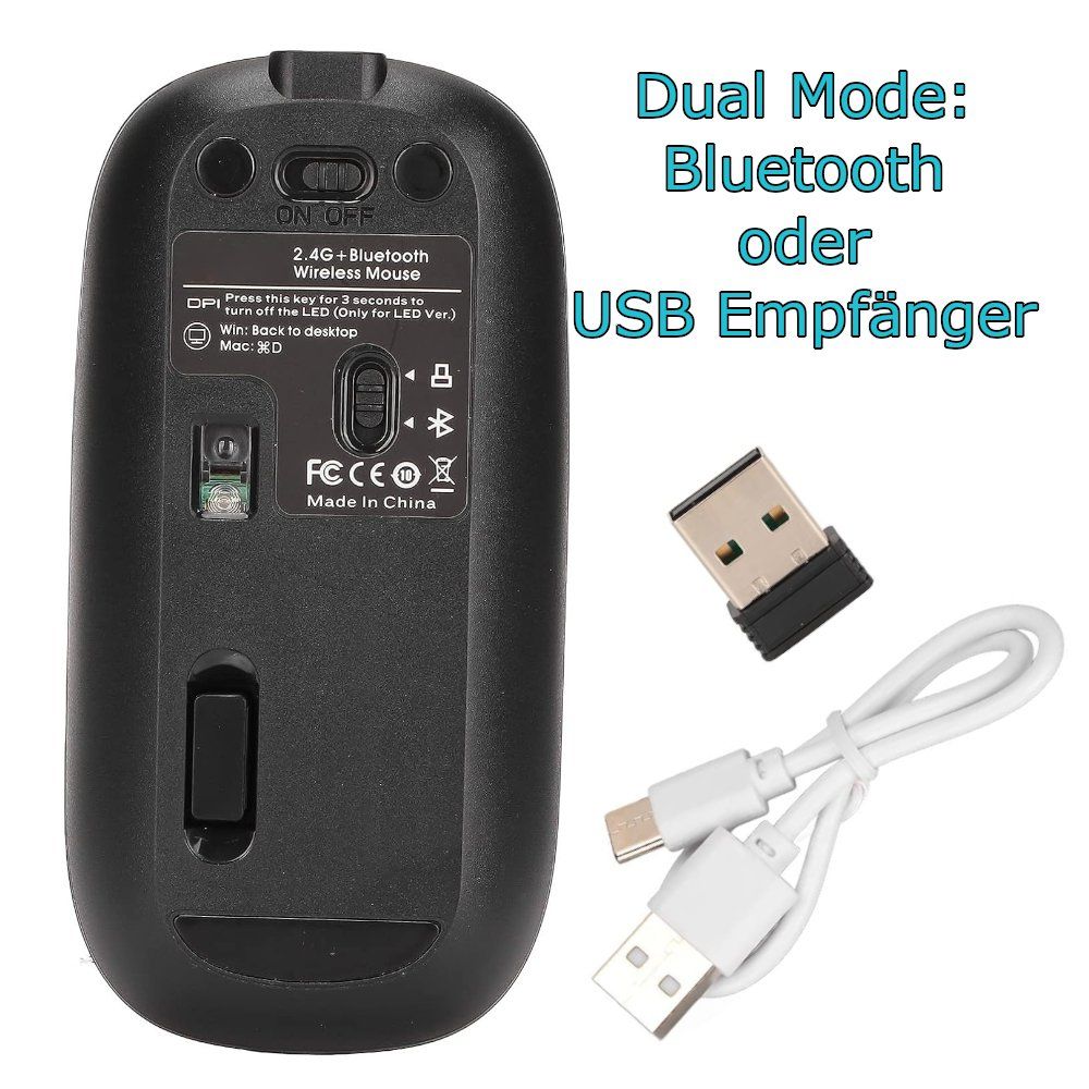 Mouse: Dual Mode Bluetooth Computer Akku Maus LED RGB USB-C – Nuovo e nell'imballaggio originale da Hundwil venduto da Equiply 1