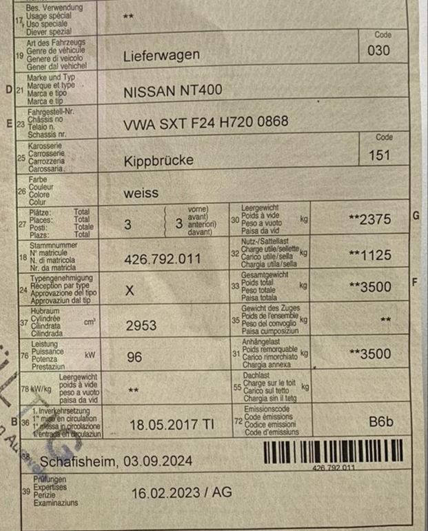 Nissan Veicoli commerciali: Nissan NT400 Kippbrücke – Usato da Niederlenz venduto da kal1958 9