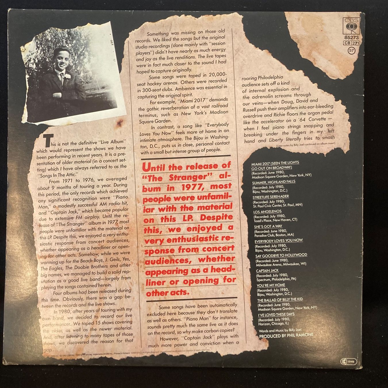 Dischi in vinile: Billy Joel / Songs In The Attic – Usato da St.Gallen venduto da Out-take 1