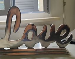 LOVE decorative object shiny metal