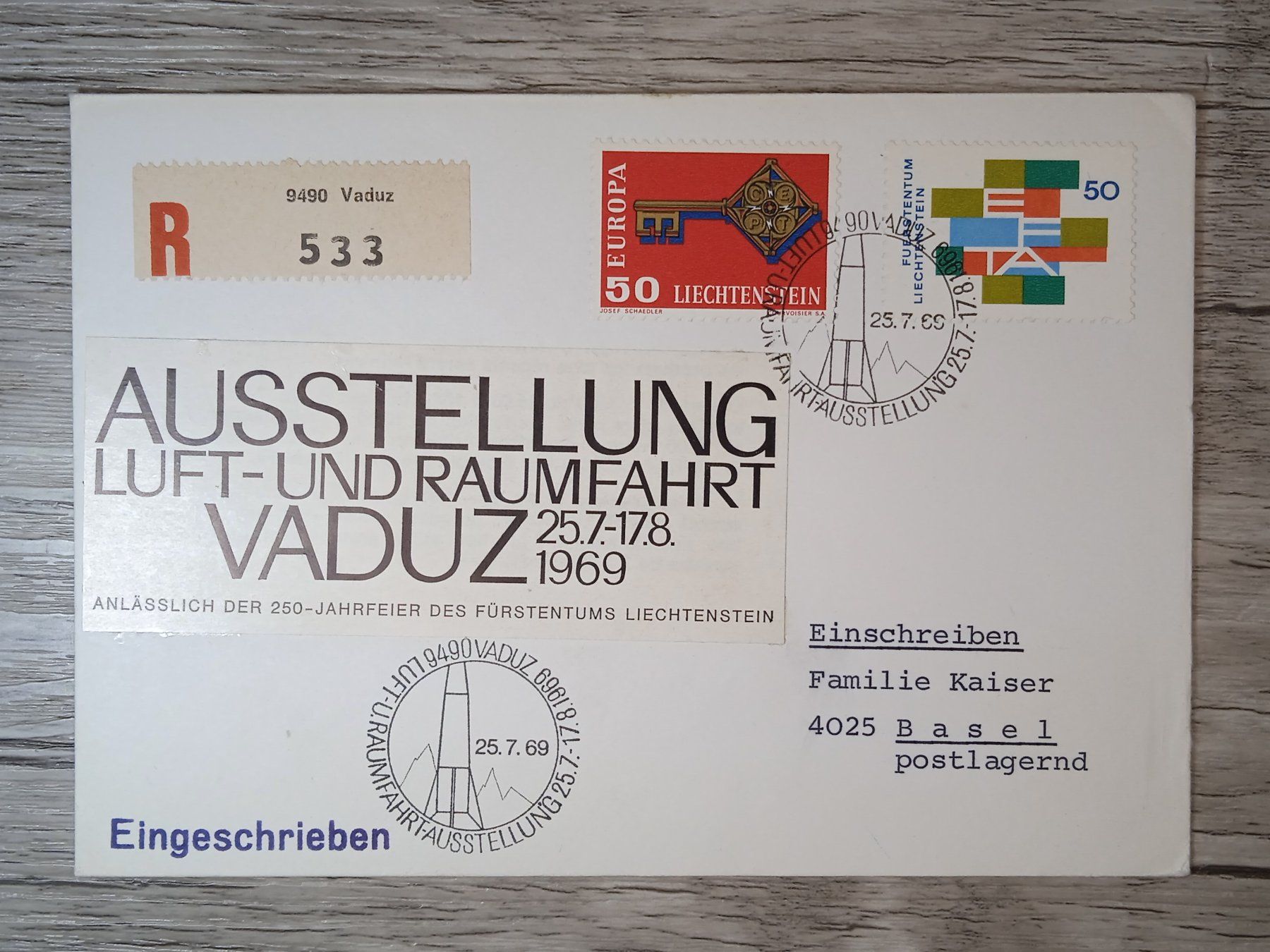 Alle Briefmarken: TR50 Enveloppe + Timbre Lichtenstein 1969 – Gebraucht aus Cousset von Patrick_Collections