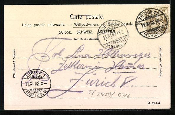 Cartoline postali: Uster, Teilansicht mit Bergkette aus der – Usato da Berlin venduto da bartko-reher 1