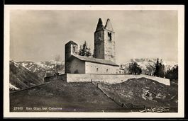 AK San Gian bei Celerina, Kirche mit Wehrmauer