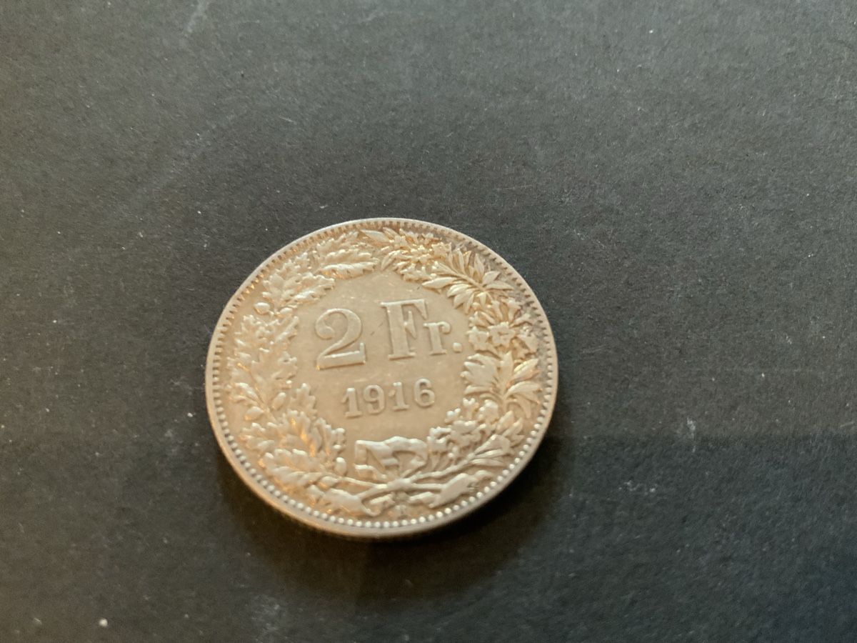 Alle Münzen: 1916 2 FRANKEN SILBER SELTEN  – Gebraucht aus Beinwil am See von Ricri 1