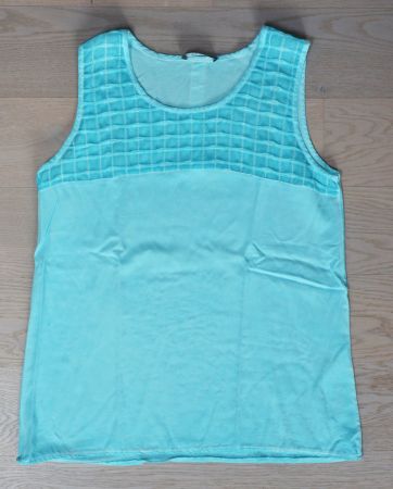 Aqua/türkis farbiges, ärmelloses Blusen-Top, Grösse 38