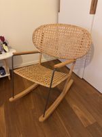 Rattan and wood rocking chair, modern design