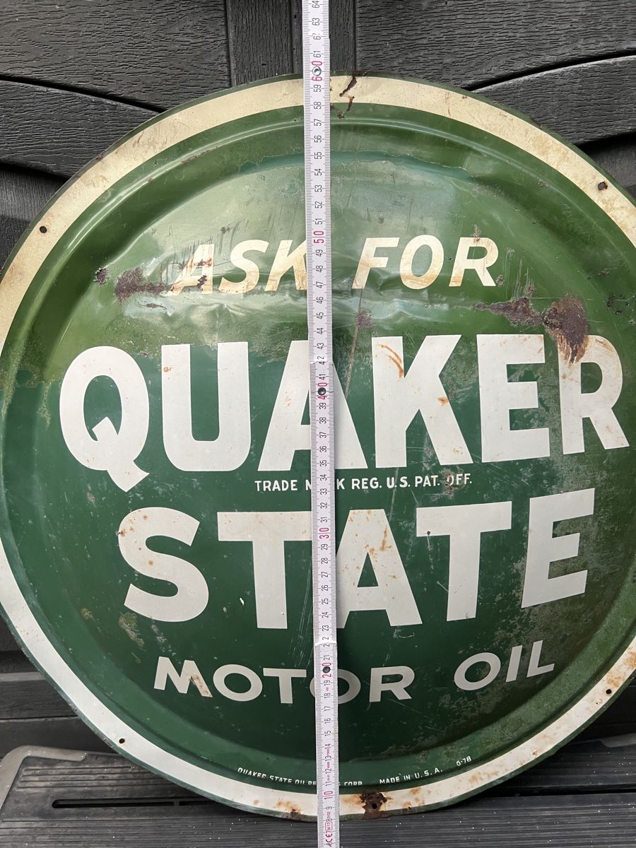 Insegne: Originales Quaker State Blechschild rund 60 cm – Usato da Mellingen venduto da Oelquelle 3