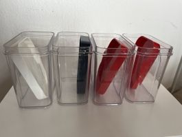 Vorratsdosen Set, 4 Stück, rot, blau, weiss Deckel
