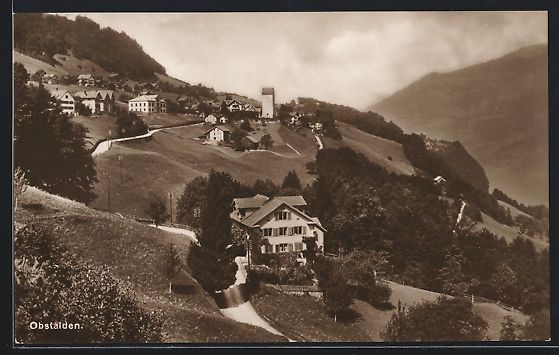 Cartoline postali: Obstalden, Ortsansicht mit Talpanorama – Usato da Berlin venduto da bartko-reher