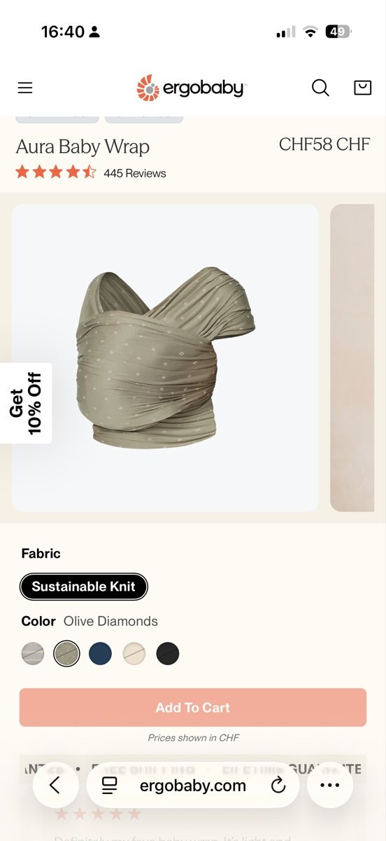 Ergobaby Marsupi portabebè: Ergobaby Aura Baby Wrap  – Nuovo (secondo la descrizione) da Winterthur venduto da dsalmina