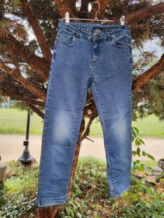 Jeans Hose blau C&A Yessica, Gr.38,dekorativer Saum-Spalt