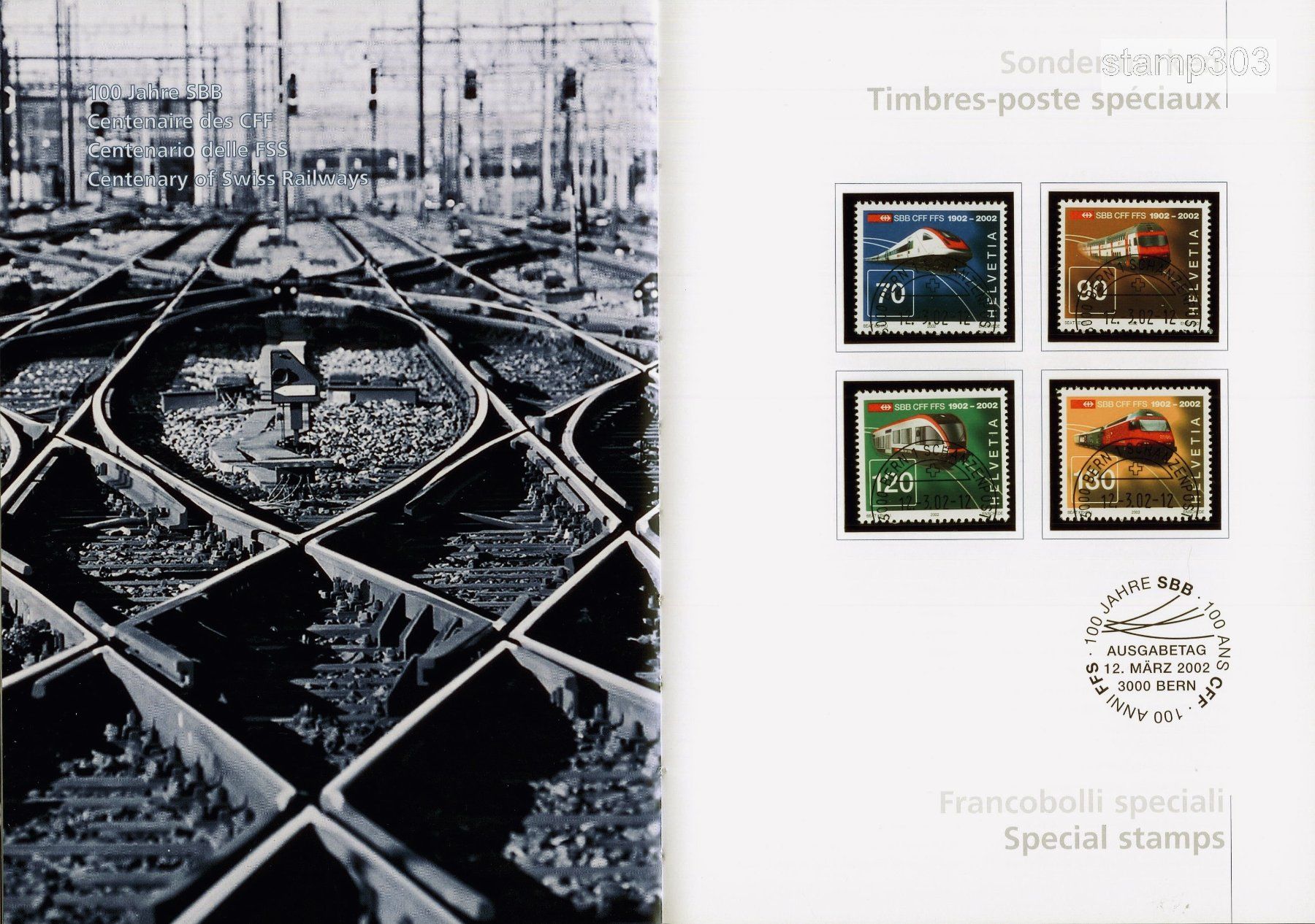 Tutti i francobolli: 2002 Jahrbuch Ersttagsstempel – Usato da Eggersriet venduto da stamp303 1