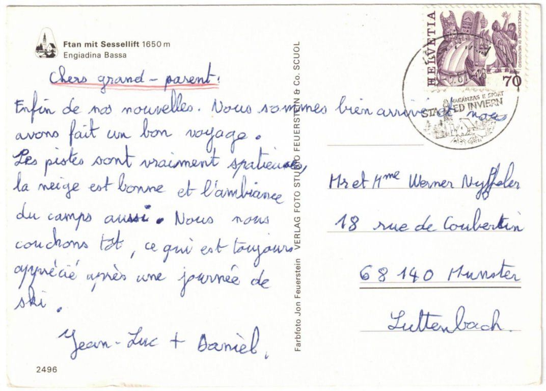 Cartoline postali: Ftan - Sessellift – Usato da Binningen venduto da Mountainrider 1