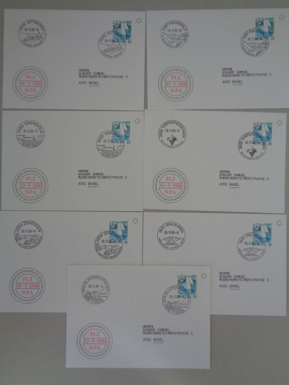 Tutti i francobolli: 43 Briefe- Werbedatum-Ersttagsbriefe 1988 – Usato da Chur venduto da omonia 6