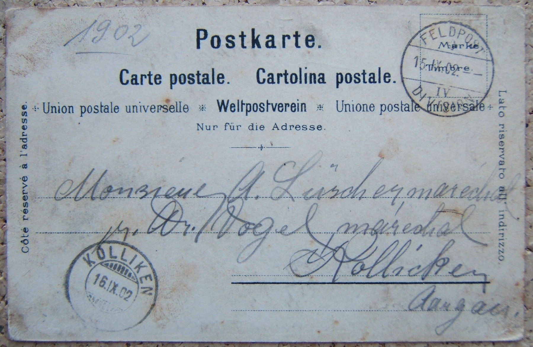 Ansichtskarten: SCHLUMPF-AK DIVISIONSSTAB SCHWEIZER ARMEE 1902 – Gebraucht aus Brunnen von Nonne04 1