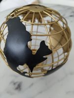Deko Globus Teelicht Metall Gold Schwarz Dekoartikel 