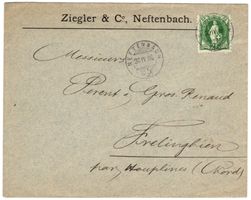 NEFTENBACH Vollstempel auf 25 Rp. Stehender auf Beleg nach F