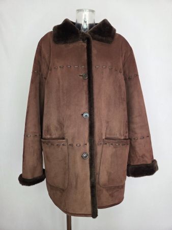 Mantel Veloursleder-Optik Kunstfell Gr. XL