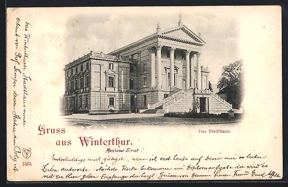 Cartes postales: AK Winterthur, Blick auf das Stadthaus – D'occasion à Berlin par bartko-reher