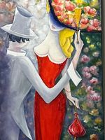 Gemälde Öl Leinwand, Paar, 120cm hoch