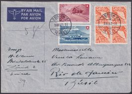 1947, B36+B37+204z, Flugbrief Zürich - Rio (BRASILIEN)