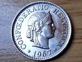 10 Rappen 1967 fast unzirkuliert/Stempelglanz!