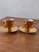 2 Vergoldete Espresso Tassen, J.W.K. Bavaria, 22 Karat Neu