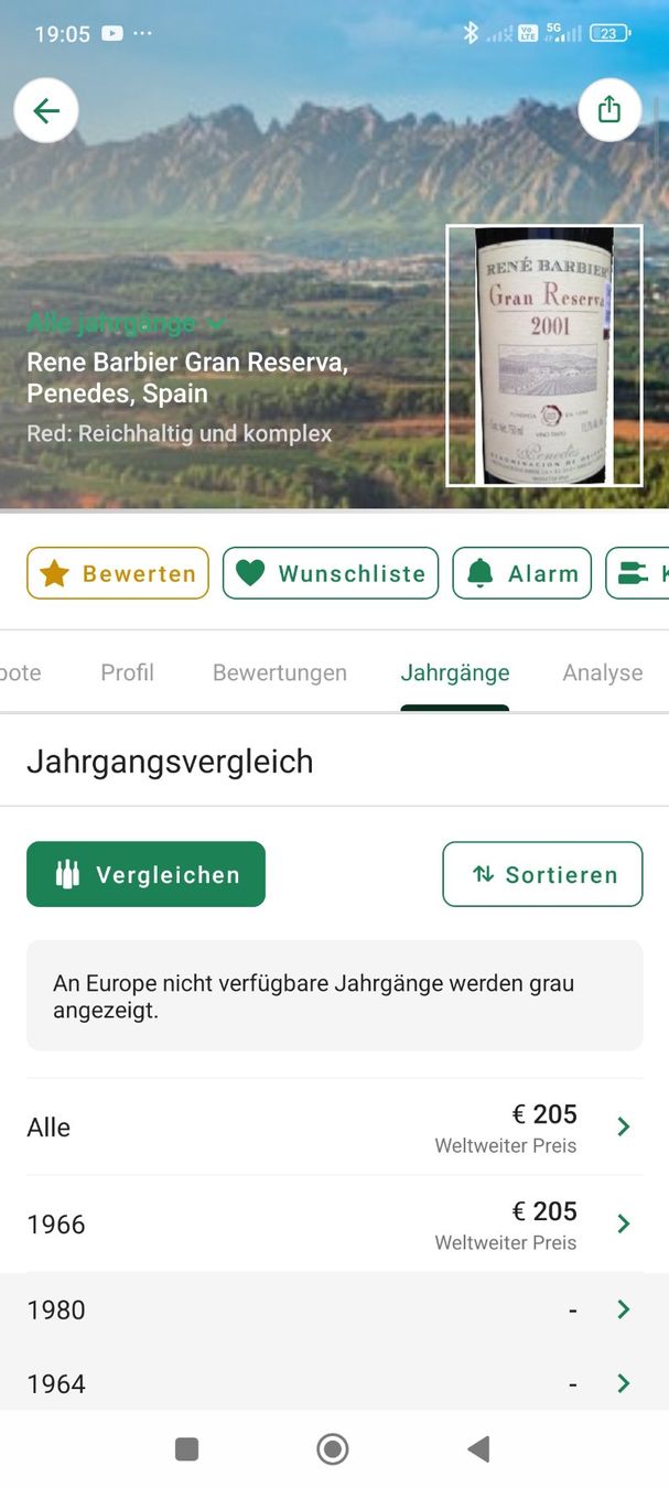 Vino: 1982 : Rene Barbier tinto Riserva  Penedes – Nuovo e nell'imballaggio originale da Büsserach venduto da Vintage-vins 6