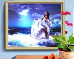 5D Diamant Frau am Meer Painting 40x50cm Neu!