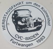 Plakette HERBSTAUSFAHRT um den Kolmenhof Furtwangen 1983