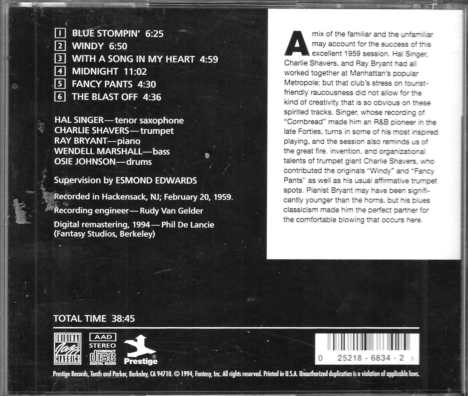 CDs: Hal Singer With Charlie Shavers  - Blue Stompin' – Gebraucht aus Savagnier von Ne2065 1