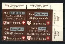 1942, Altstoffverwertung,Viererblock Nr.256I **
