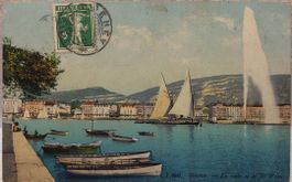 GENÈVE - La rade  et le Jet d'eau - 1912